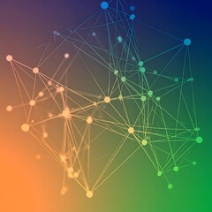 Abstract network of glowing nodes and lines on a gradient background.