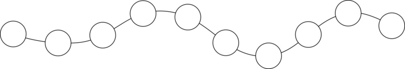 Abstract vector element featuring a non-uniform squiggly line with connected circular points arranged in an unpredictable motion pattern.