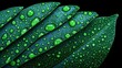 © Gefo - Close-up of vibrant green leaves with water droplets showcasing nature's beauty and refreshing detail