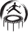 © Orion Draw - Silhouette of a Jumper with Sticks on a Trampoline in Sumi-e Sty