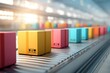 © whitestorm - Colorful packages on a conveyor belt, symbolizing automated logistics, delivery, and modern supply chain efficiency.