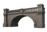 Classic stone bridge with detailed carvings and arches on a transparent background, perfect for architectural visualization and design projects