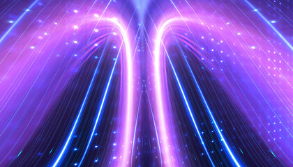 Wall Mural - abstract futuristic neon background, glow, light reflection.