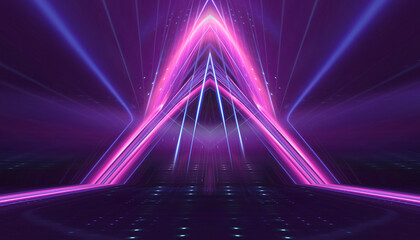 Wall Mural - abstract futuristic neon background, glow, light reflection.