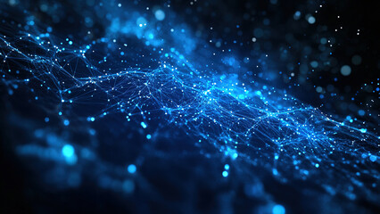 blue digital cyber network wave background, light 