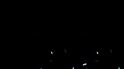 Colorful Confetti Burst Celebration Overlay Animation. confetti particles exploding and flying in all directions. Concept for celebration videos, party intros, event highlights, wedding videos,