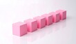 © Buabeh - Pink cubes in a row on a white surface.  Organized geometric shapes