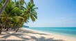 © soyin - Tropical beach scene with swaying palm trees