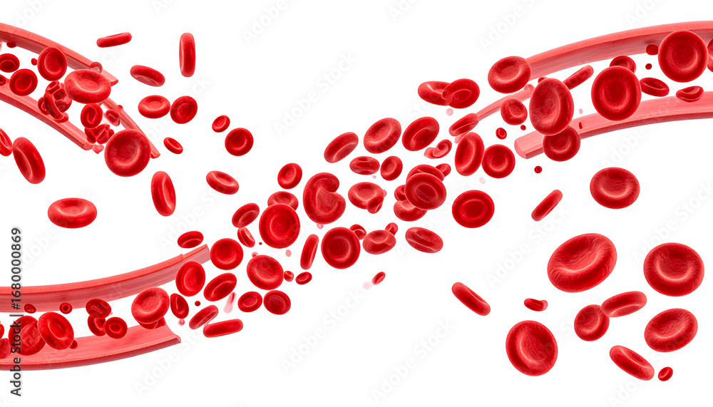 Red blood cells flowing through veins. Dynamic image shows the life ...