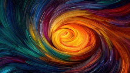 Wall Mural - a vibrant, swirling abstract design featuring a blend of fiery oranges and deep blues, creating a me