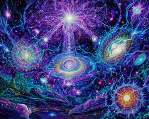 Wall Mural - Colorful Abstract Digital Space Art