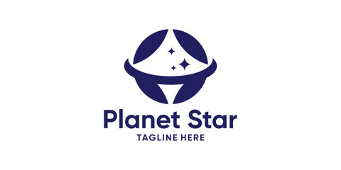 Wall Mural - logo design planet and star,astronomy,galaxy,orbit,design modern creative.