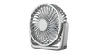 © Shehlla - Silver portable fan providing personal cooling on a white background for summer comfort and convenience