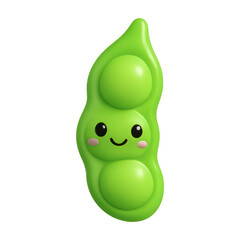 Wall Mural - png cute smiling green pea illustration.