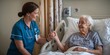 © Allen - Nurse reassures older woman during hospital stay—warm bedside compassion and patient-centered care, building trust for healing and recovery in a calm clinical ward