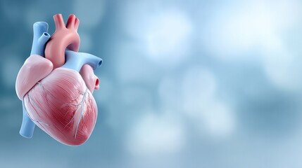 A realistic model of the human heart on a simple background