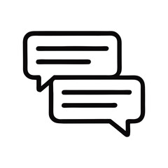 Wall Mural - Communication and Collaboration Icon Illustrating Dialogue and Messaging in Black and White Simplistic Design for User Interfaces and Web Design