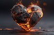© RONNY - Burning, cracked stone heart engulfed in flames