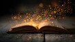 © Wahib Khan - Open book with glowing magical sparks floating above wooden surface, warm lighting, storytelling and imagination concept --ar 16:9
