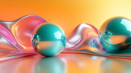 Wall Mural - a modern art piece with a blend of fluid and geometric shapes. a beautiful and sleek digital renderi