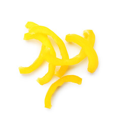 Wall Mural - pieces of yellow bell pepper on white background