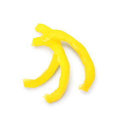 Wall Mural - pieces of yellow bell pepper on white background