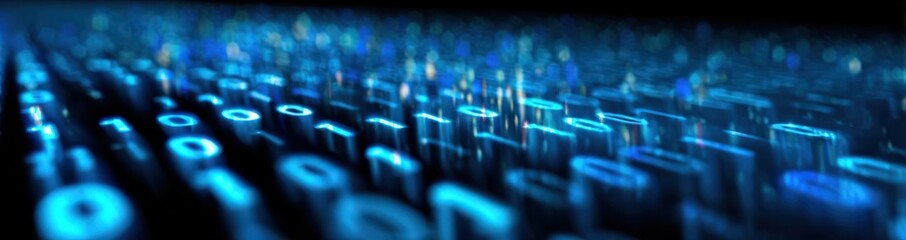 Digital Code: A captivating visual representation of data flow, with binary code digits illuminating, conveying the complexities of the digital world . Generative Ai