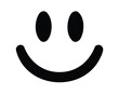 © MINA - Simple black and white smiley face icon, representing happiness and joy