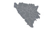 © Juli - Map of Bosnia and Herzegovina showing its administrative divisions and municipalities.