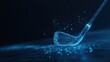 © Kamrul - Futuristic digital golf club shattering into blue particles on dark background