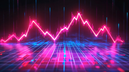 Abstract digital graph with vibrant colors representing data trends and fluctuations.