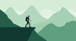 © Nayka - An illustration of a person hiking in the mountains adventure and exploration
