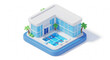 © shami - Isometric swimming pool building vector, public swimming pool, water park, aquatic center, swimming lessons vector