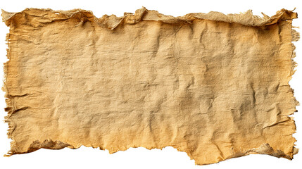 Wall Mural - aged torn parchment with frayed edges and textured surface isolated on white, cut out transparent
