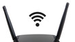© Borasca - Wireless router with dual antennas and wifi signal icon isolated on the transparent background for internet connectivity and technology concepts
