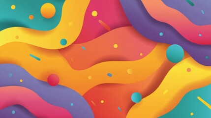 Wall Mural - Vibrant colorful abstract pattern background with geometric shapes and bright summer concept design, creative vector illustration for modern templates, seasonal party posters, tropical invitations, an