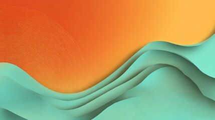 Wall Mural - Abstract orange and teal gradient background with smooth wavy lines, flowing colorful design for modern digital art, graphic projects, web design, and creative visual presentations