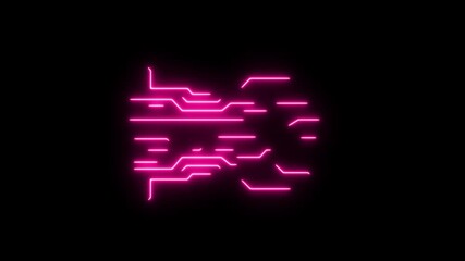 Abstract Computer background with circuit board electronic elements.neon line animation.