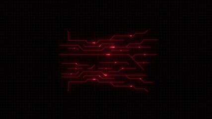 Abstract Computer background with circuit board electronic elements.neon line animation.