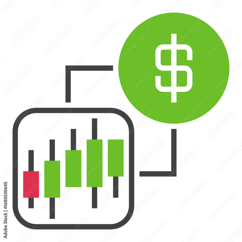 Vector de Stock Candlestick Chart with USD vector Crypto Trading icon or  design element | Adobe Stock