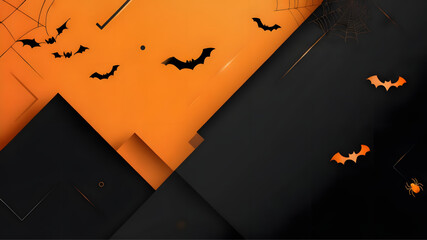 Modern Halloween Background with Bats and Spider Web