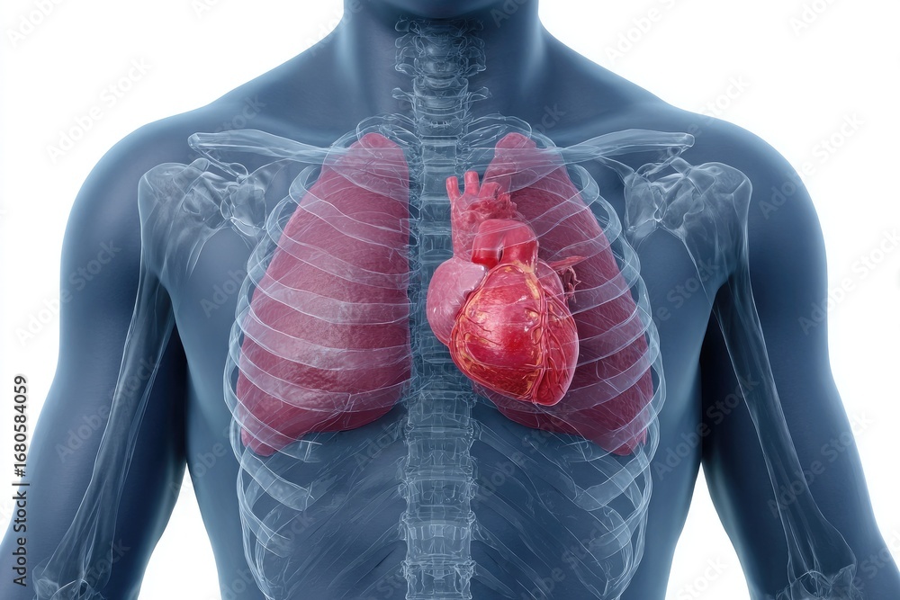 Human Chest Anatomy with Heart and Lungs X-ray human anatomy Stock ...