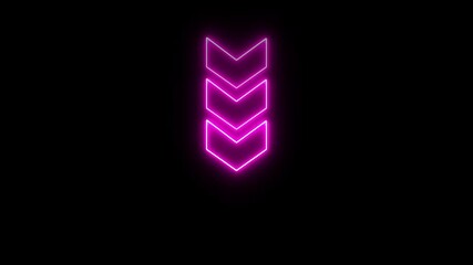 Wall Mural - Download arrow icon animation on black background. Neon arrow points to the down.