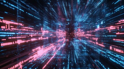 Illustration of artificial intelligence with digital computer code, reflecting technological innovation.