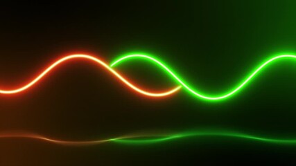Abstract Neon Waveforms in Red and Green Dynamic Light and Motion