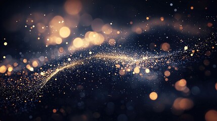 Wall Mural - a golden, glittering, star-like trail of light against a dark, starry background.