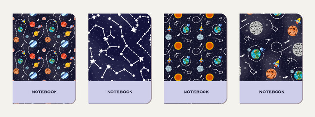 Wall Mural - Note book cover design. Cosmic pattern for kids.