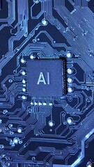 Representation of AI programming - Artificial Intelligence chip on a Circuit Board in Technology - Innovation and development - AI Processor on Motherboard - Future Technology - Semi Conductor