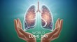 © Mariia - Illustration for World Lung Day on September 25th, showing hands gently holding human lungs, symbolizing respiratory health, care, prevention, awareness, and global support