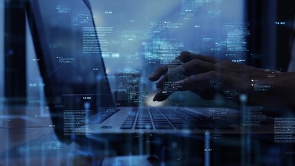 Female digital startup entrepreneur working on computer. Software developer developing cutting-edge e-commerce application using AI and Big Data.